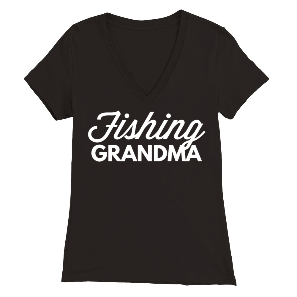 Fishing Grandma Premium Womens V-Neck T-shirt