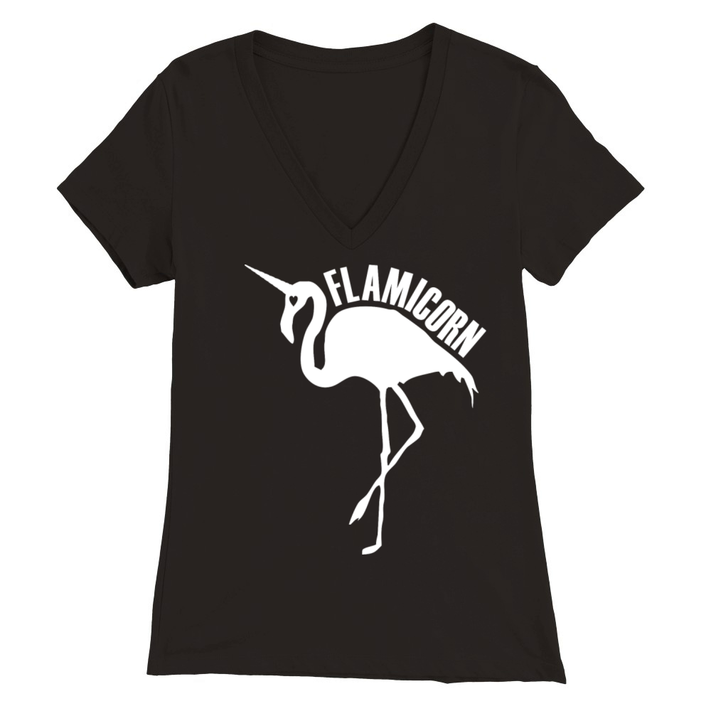 flamingo unicorn hybrid creature hybrids white Premium Womens V-Neck T-shirt