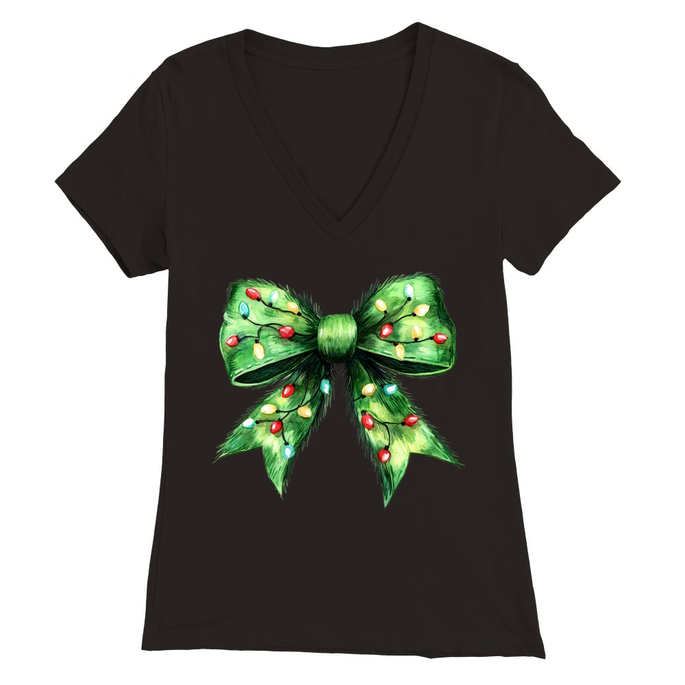 Grinchmas Coquette Bow Green Fur Premium Womens V-Neck T-shirt