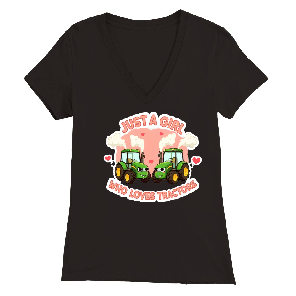 Just A Girl Who Loves Tractors Premium Womens V-Neck T-shirt