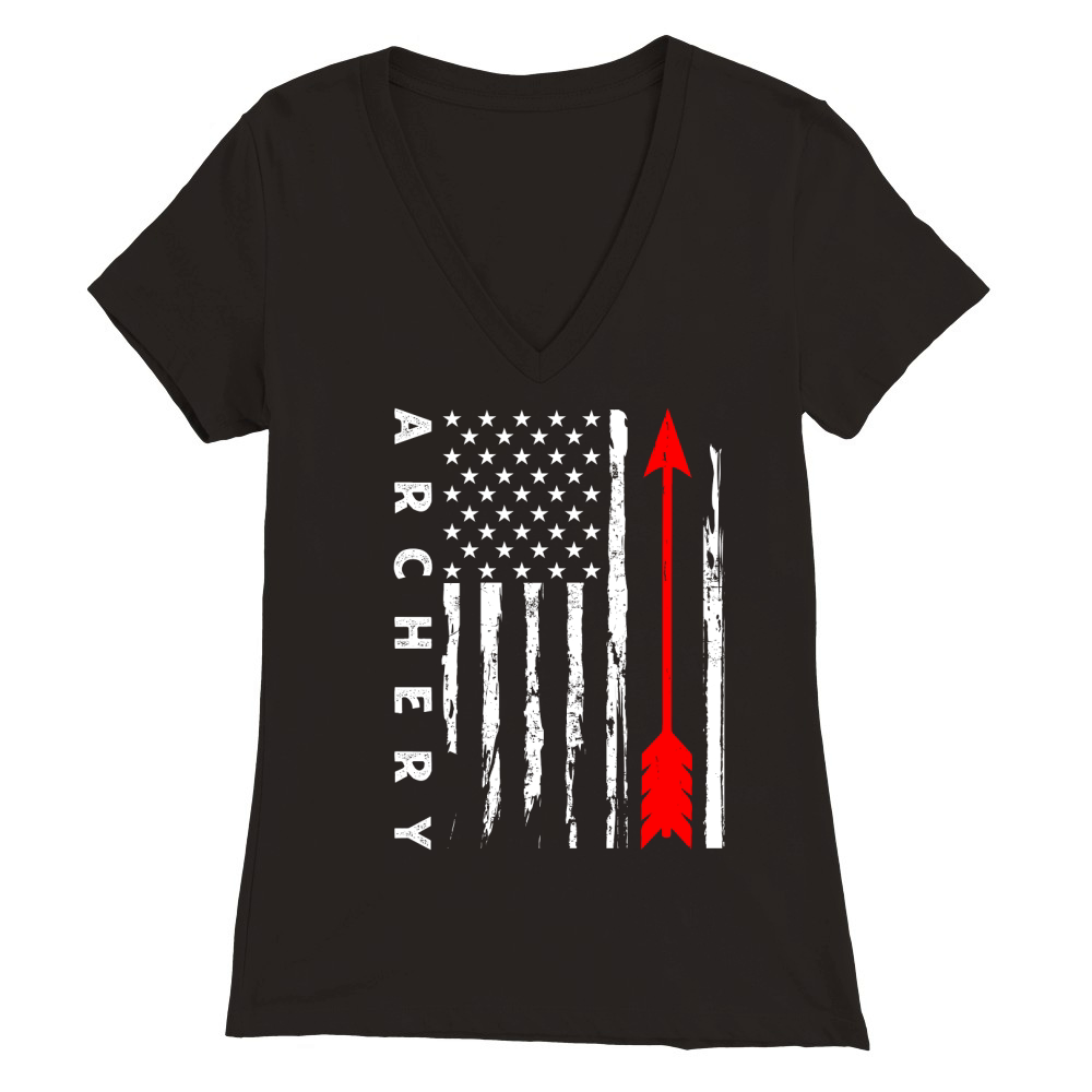 Vintage Hunting Archery   american flag Premium Womens V-Neck T-shirt