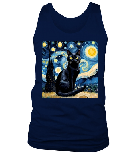 Black cat Starry Night Tank Top Unisex