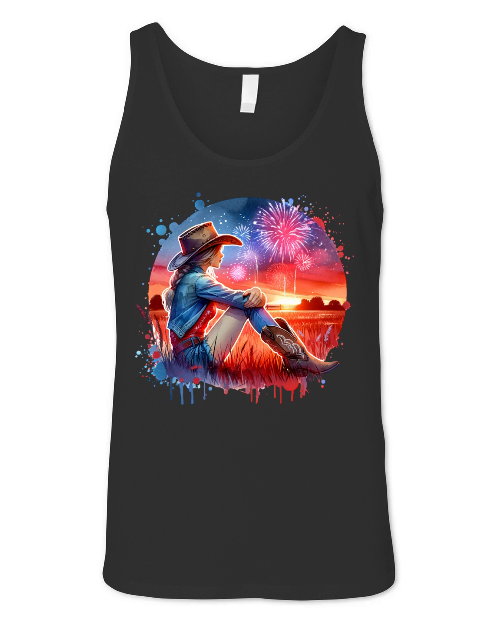 Watercolor Cowgirl 04 Unisex Jersey Tank