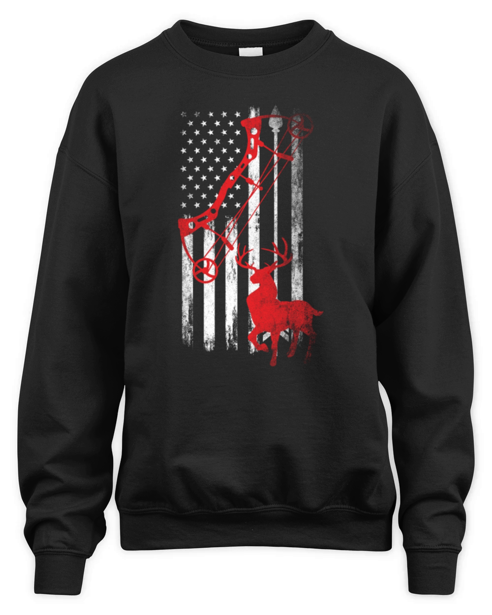 Patriotic US Flag Bowhunting Hunting Bow Archery Unisex Premium Crewneck Sweatshirt