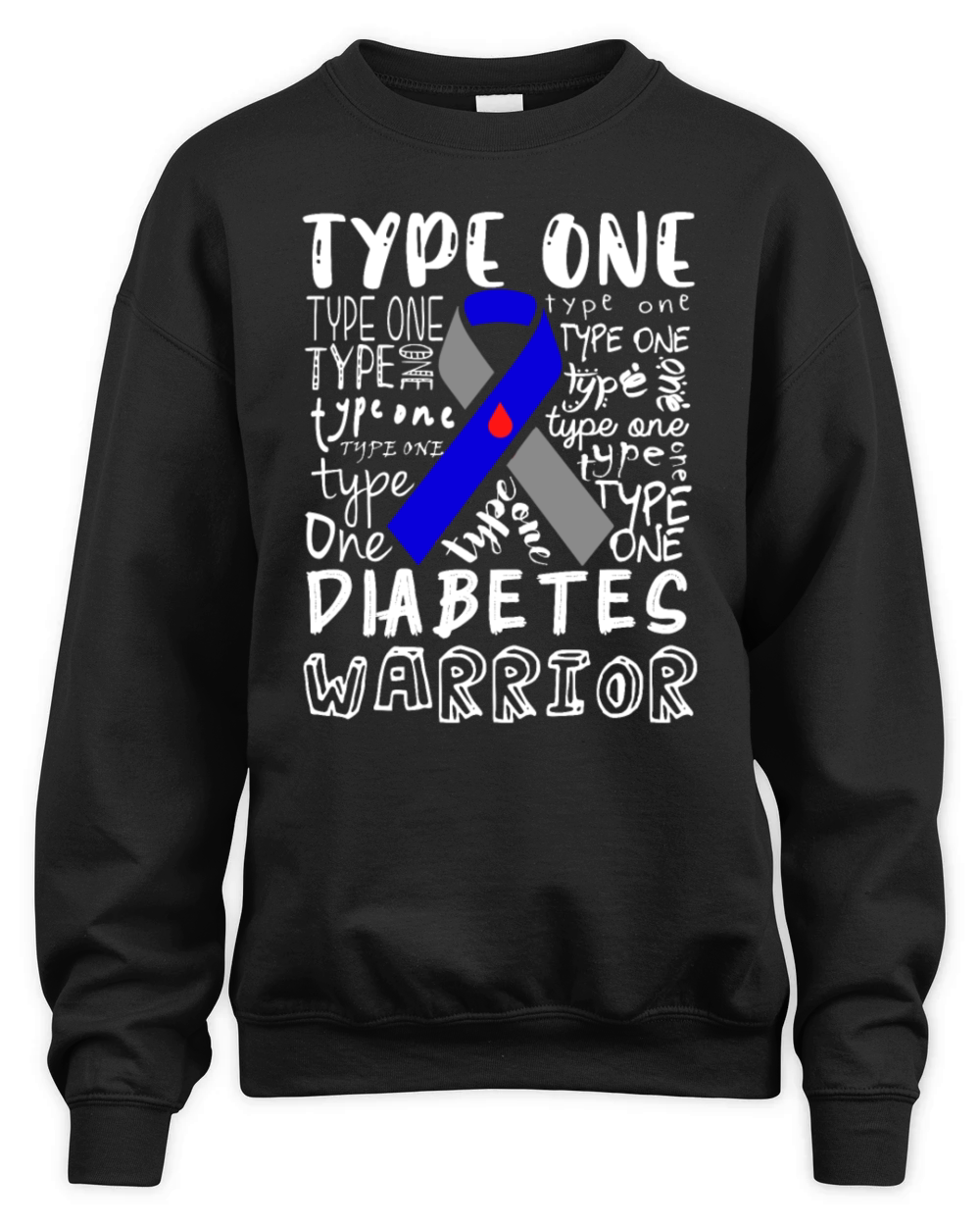 Type 1 Diabetes Awareness Aware T1D Warrior Unisex Premium Crewneck Sweatshirt