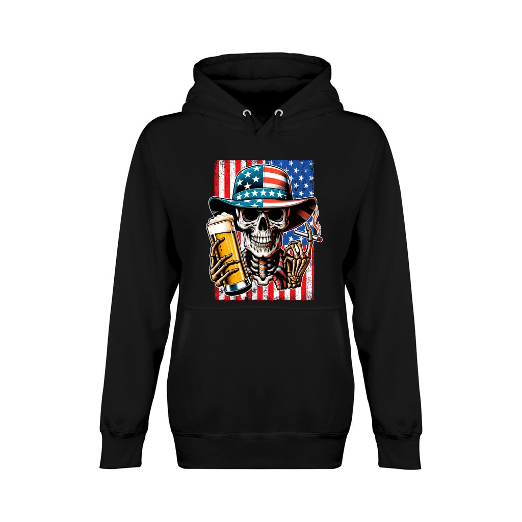 USA Flag Vintage Skeleton 4th of july 32 Unisex Premium Pullover Hoodie