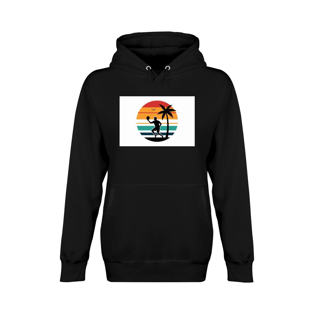 vibes t shirt design  black silhouette of volleyba (8) Unisex Premium Pullover Hoodie