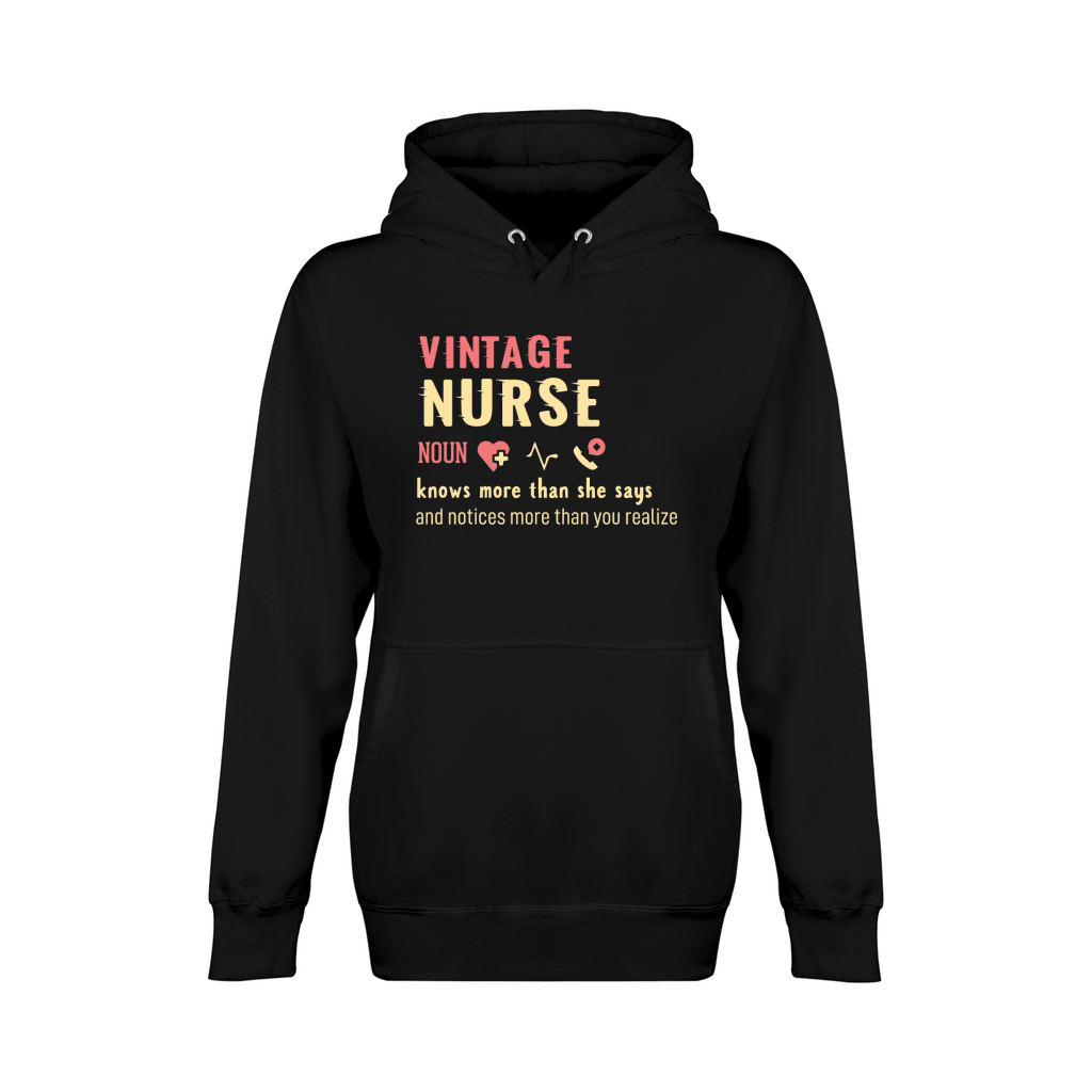 vintage Nurse noun knows more than she says Unisex Premium Pullover Hoodie