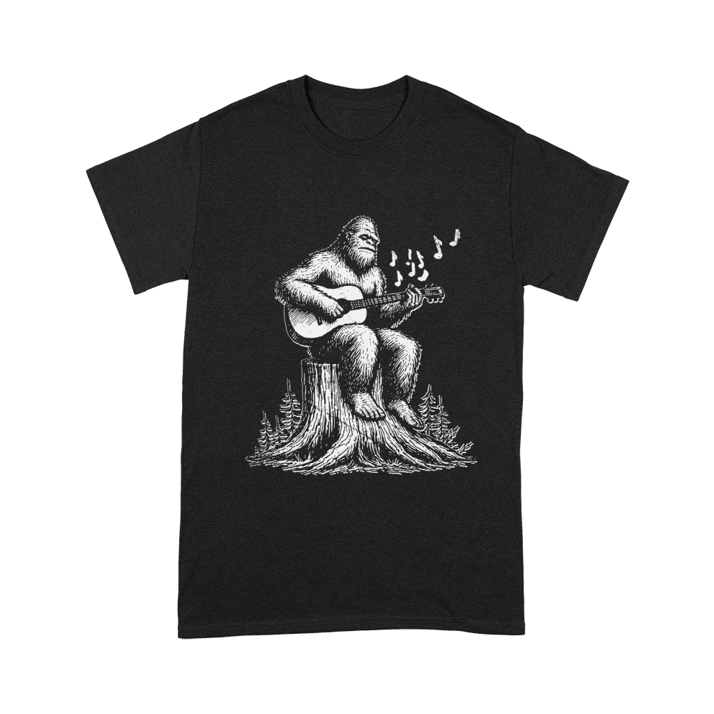 Bigfoot Playing Guitar L White GR Unisex T-Shirt