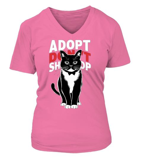 Adopt Dont Shop Cat V-neck T-Shirt Woman