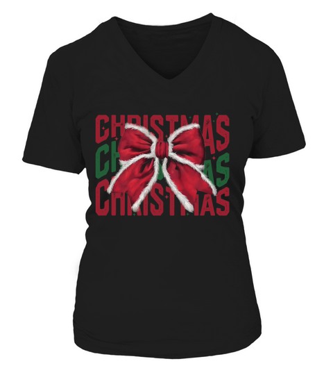 Christmas bow4 V-neck T-Shirt Woman
