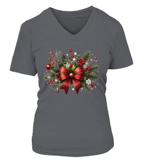 Christmas Coquette Bow Png Clipart (1) V-neck T-Shirt Woman