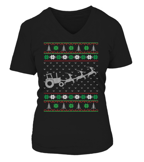Farm truck ugly Christmas V-neck T-Shirt Woman