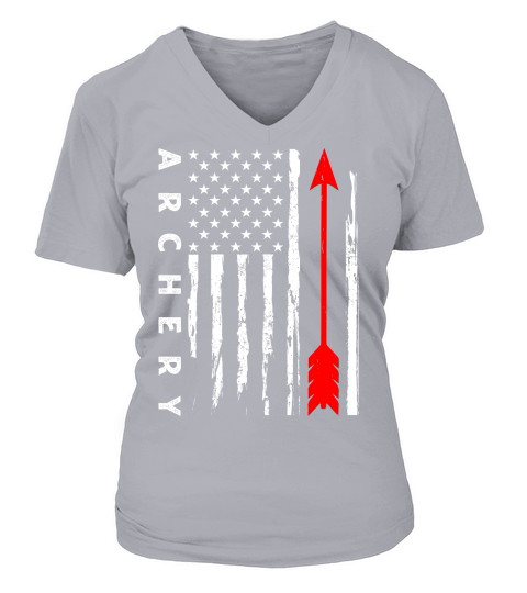 Vintage Hunting Archery   american flag V-neck T-Shirt Woman
