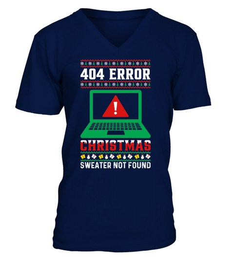404 error Christmas sweater not found V-Neck T-shirt