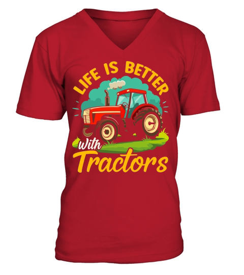 Life Is Better Tractor V-Neck T-shirt