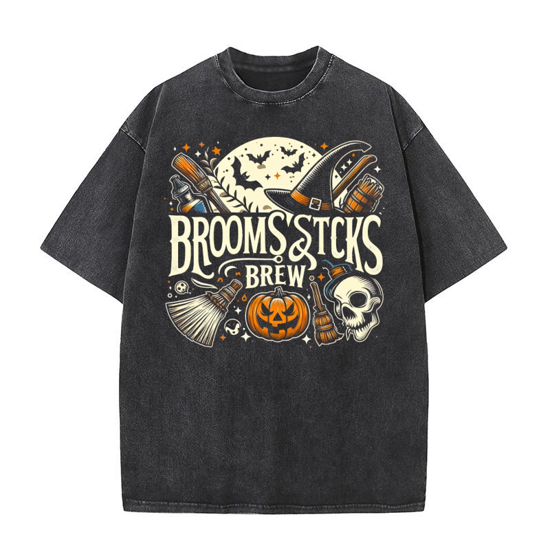 Broomsticks and Brew Washed T-Shirt