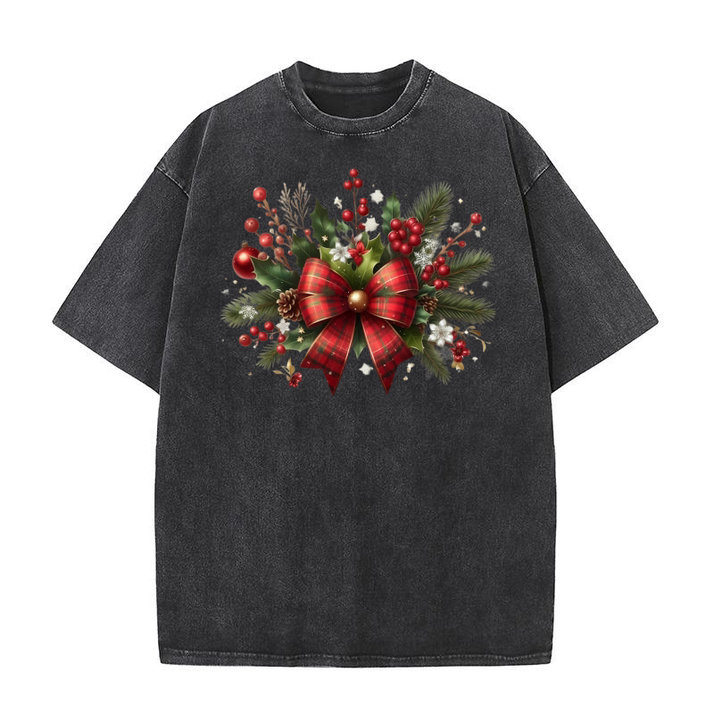 Christmas Coquette Bow Png Clipart (1) Washed T-Shirt