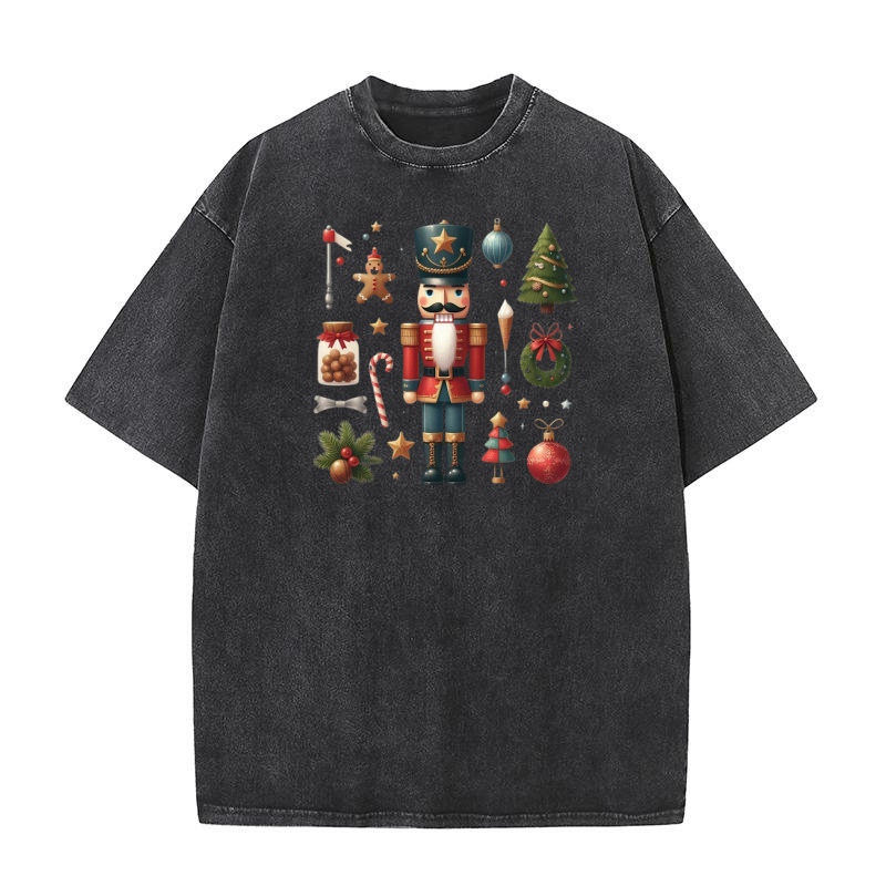 Christmas Nutcracker (6) Washed T-Shirt