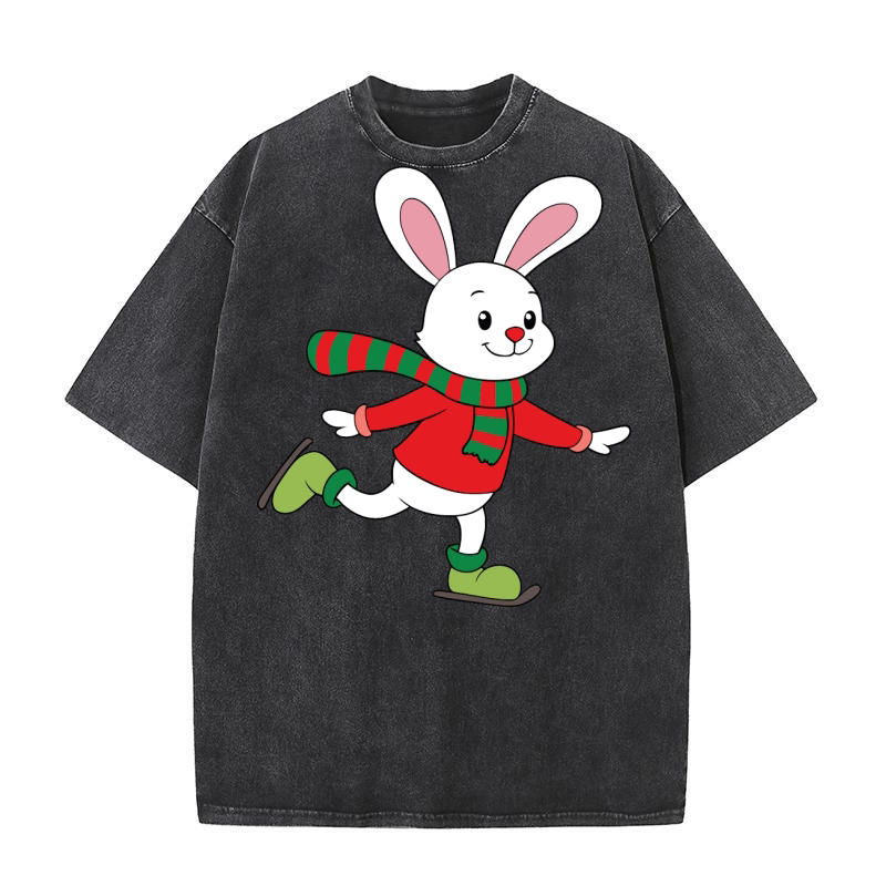 Christmas Rabbit 03 Washed T-Shirt