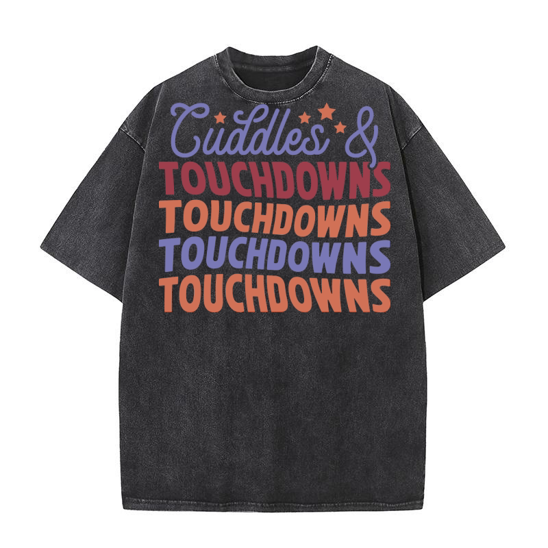 Cuddles and Touchdowns Washed T-Shirt