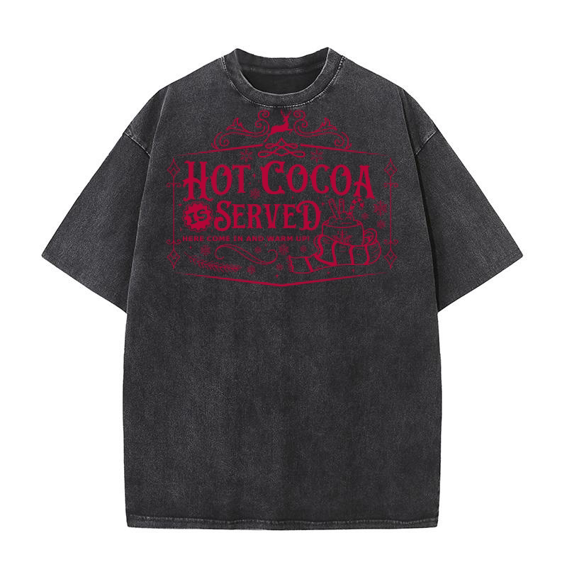 Hot cocoa served here come in and warm upi 03 Washed T-Shirt