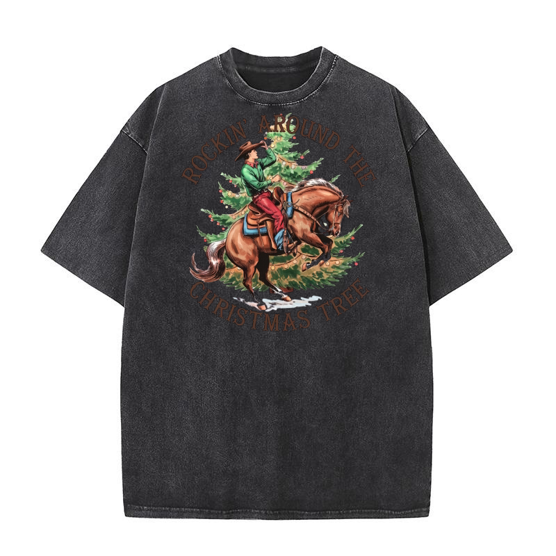 Rocking around the Christmas tree Washed T-Shirt