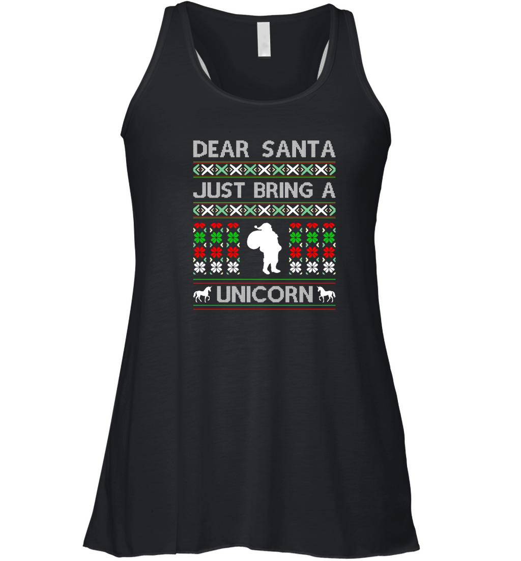 Dear Santa Just Bring A Unicorn Ugly Christmas Women's Flowy Tank Top