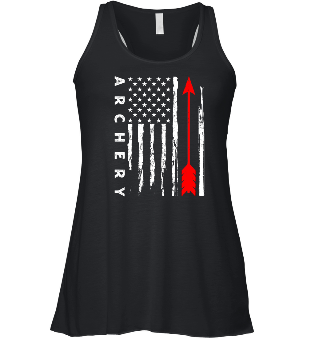 Vintage Hunting Archery   american flag Women's Flowy Tank Top