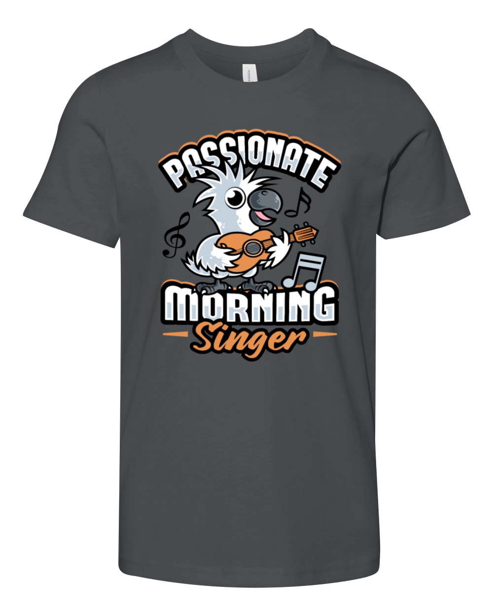 Cockatoo with Guitar Pet Bird Morning Person Youth Unisex Jersey Tee