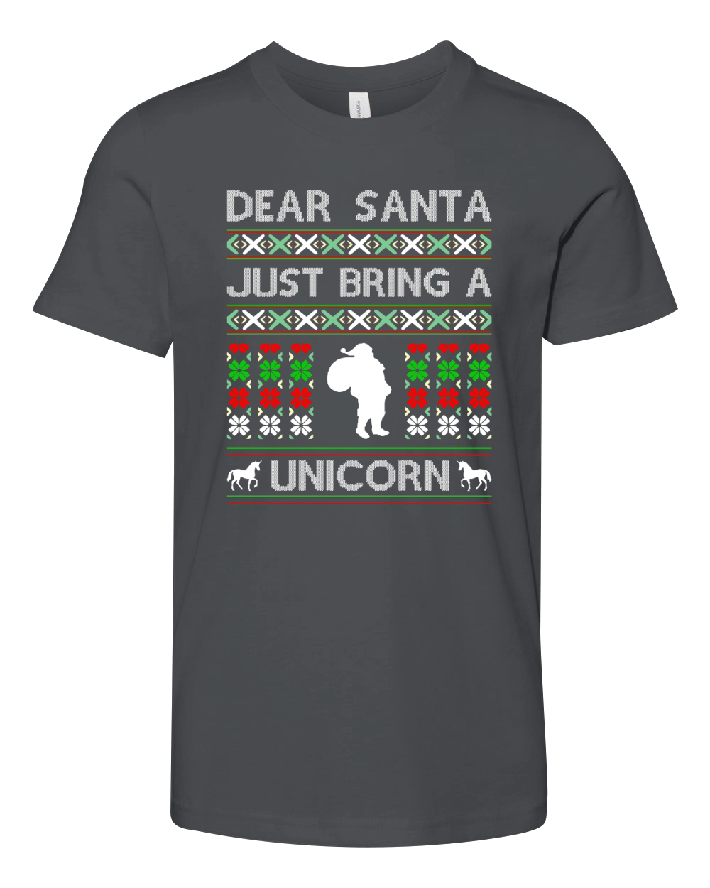 Dear Santa Just Bring A Unicorn Ugly Christmas Youth Unisex Jersey Tee