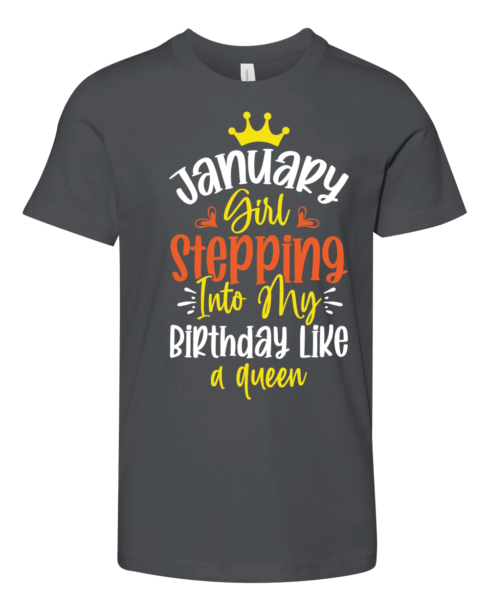 January Girl Stepping Into My Birthday Like A Queen Youth Unisex Jersey Tee