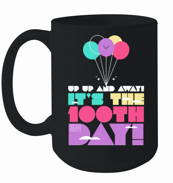 Cute Colorful Up and Away Balloon 100 Days of Scho Ceramic Mug