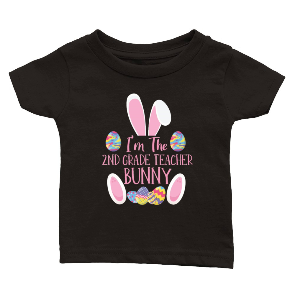 2nd Grade Teacher Bunny Rabbit Easter Day Easter Classic Baby Crewneck T-shirt