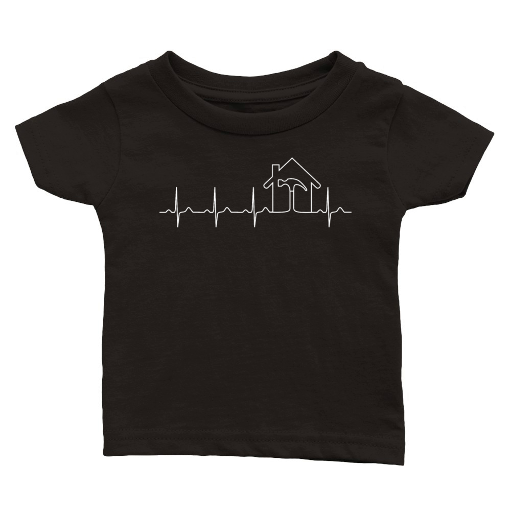 Builder heartbeat ECG house building property Classic Baby Crewneck T-shirt