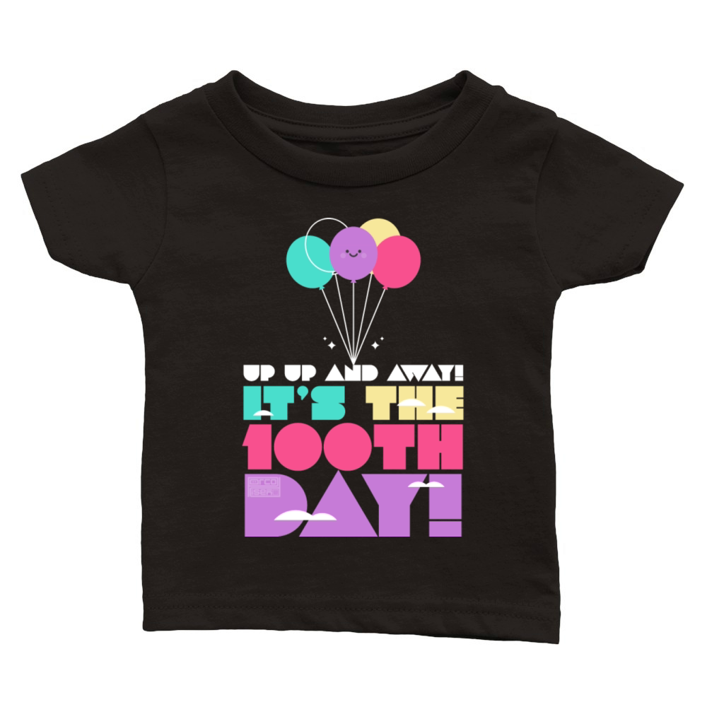 Cute Colorful Up and Away Balloon 100 Days of Scho Classic Baby Crewneck T-shirt