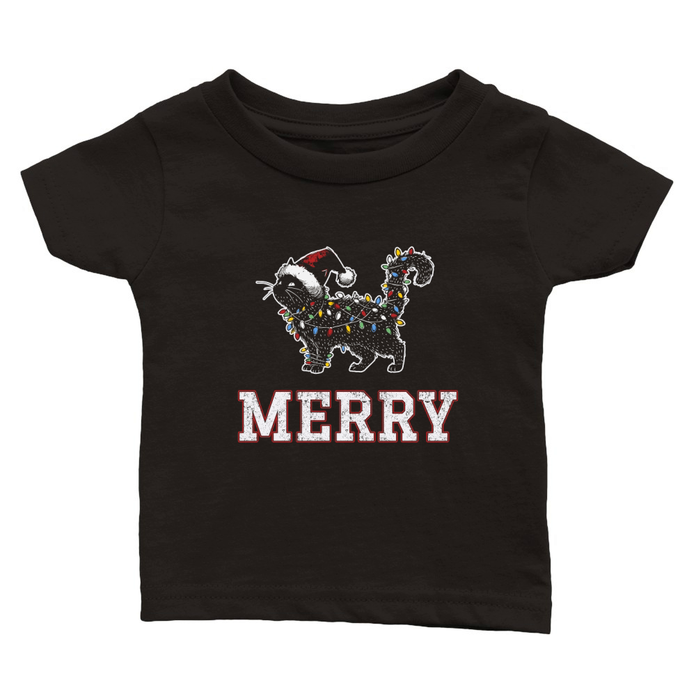 MERRY CAT WRAPPED BY CHRISTMAS LIGHTS D Color 2 Classic Baby Crewneck T-shirt