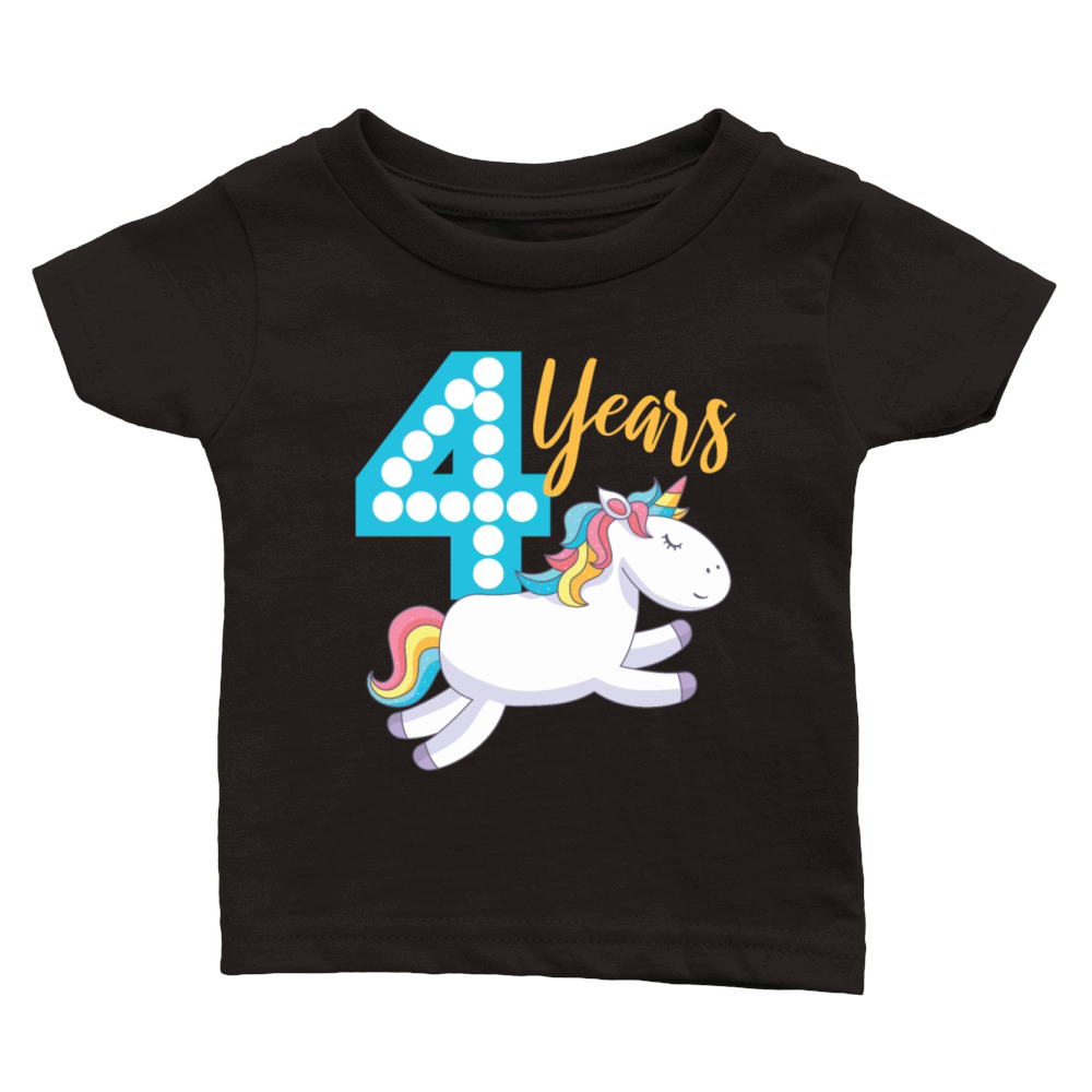 Unicorn 4th birthday Classic Baby Crewneck T-shirt