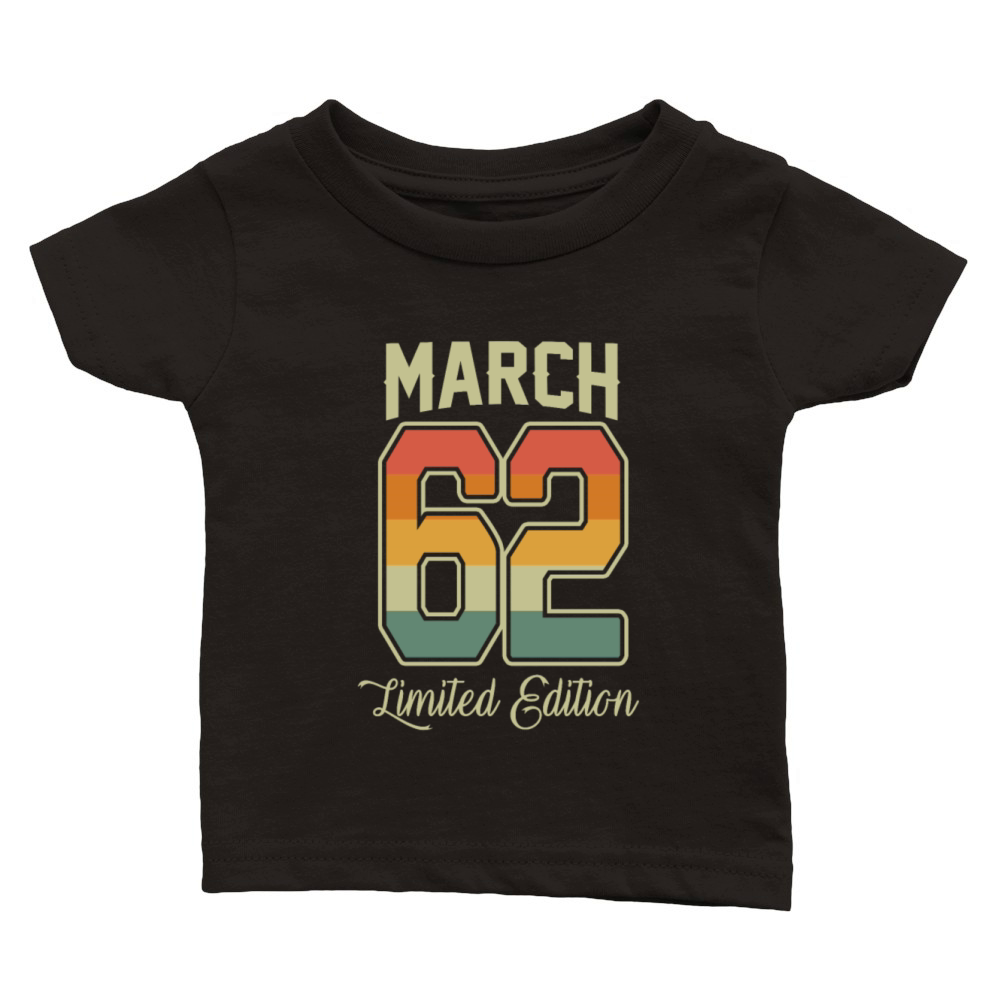 Vintage 60th Birthday March 1962 Sports Gift Classic Baby Crewneck T-shirt