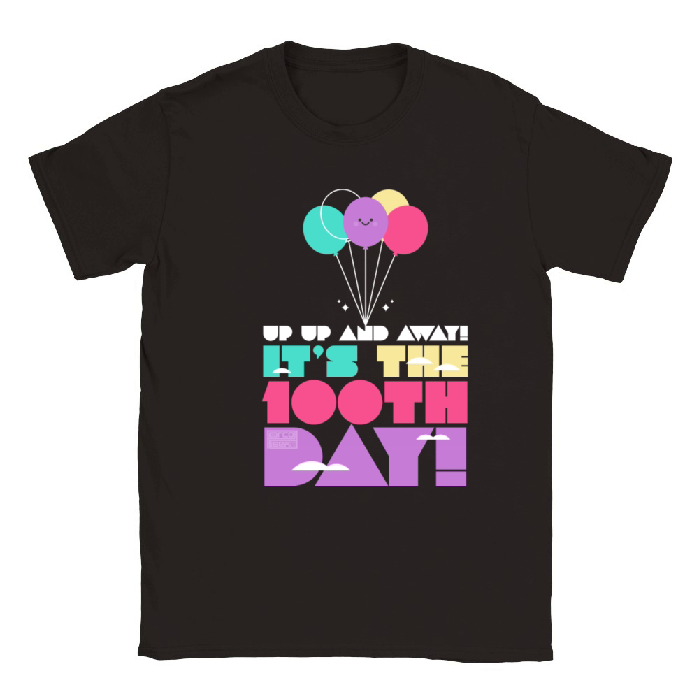 Cute Colorful Up and Away Balloon 100 Days of Scho Classic Kids Crewneck T-shirt