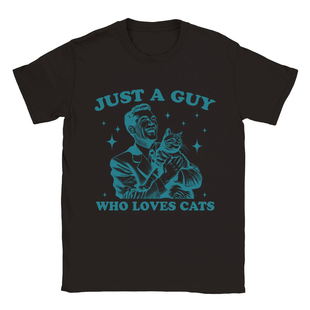 Just A Guy Who Loves Cats L Green Classic Kids Crewneck T-shirt