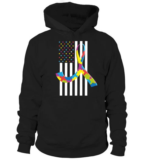 Autism Awareness Month - American Flag Hoodie Unisex