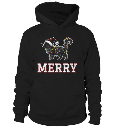 MERRY CAT WRAPPED BY CHRISTMAS LIGHTS D Color 2 Hoodie Unisex