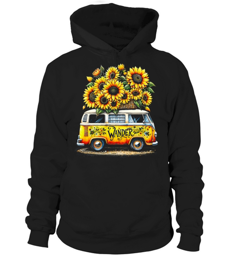 Vintage Wander Van with Sunflowers Hoodie Unisex
