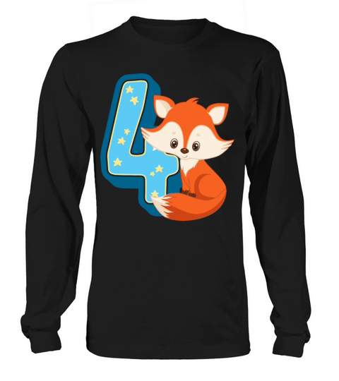 4 Year old Fox - Four Years Fourth Birthday Gift Long sleeved Unisex