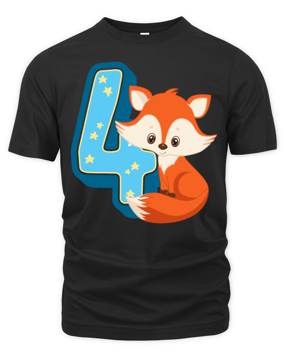 4 Year old Fox - Four Years Fourth Birthday Gift Organic Unisex T-shirt