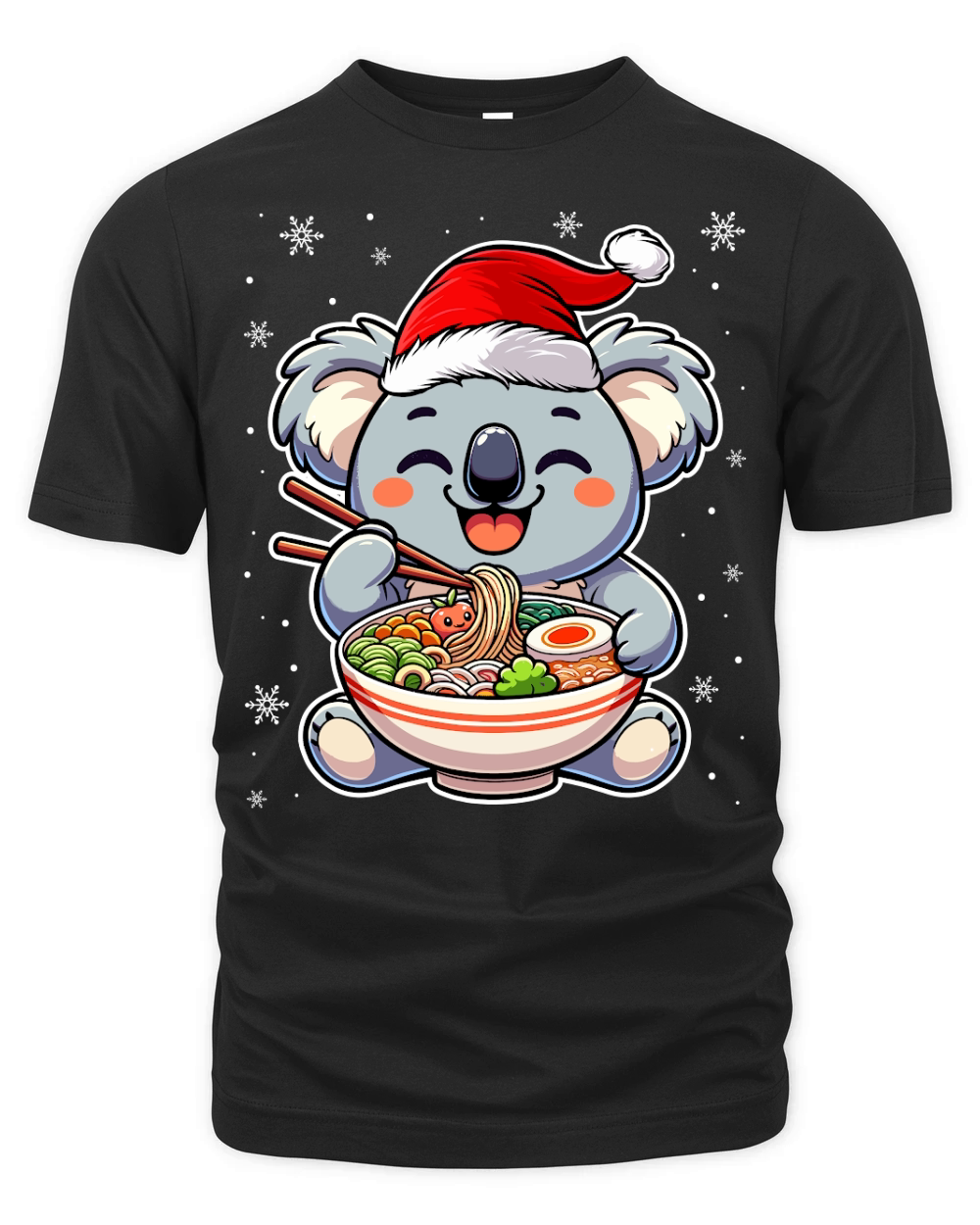 adorable koala eating ramen wearing santa hat 1 Organic Unisex T-shirt