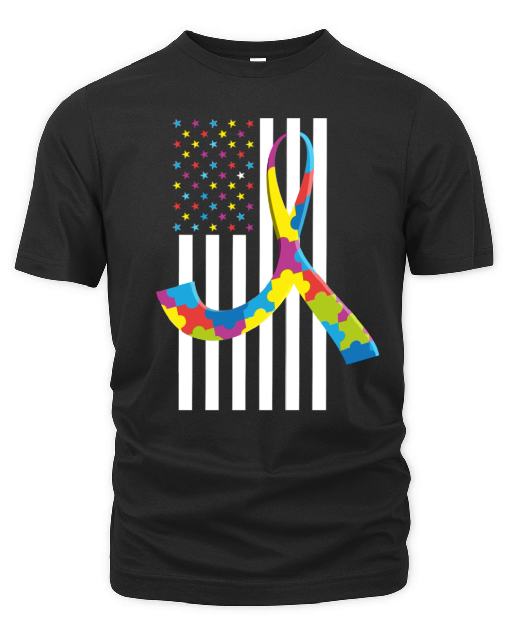 Autism Awareness Month - American Flag Organic Unisex T-shirt