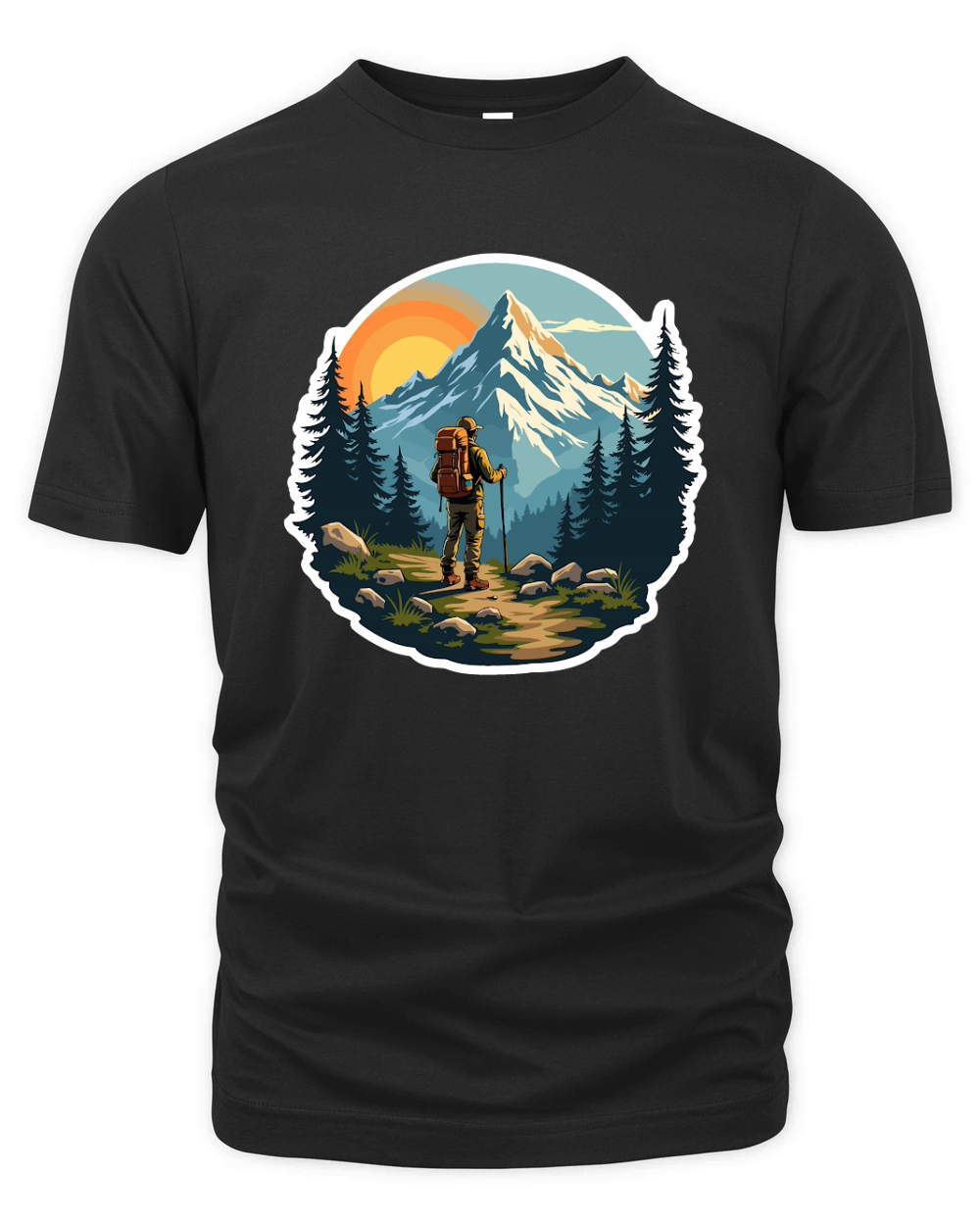 Mountain explorer hiking adventure Illus 15 Organic Unisex T-shirt