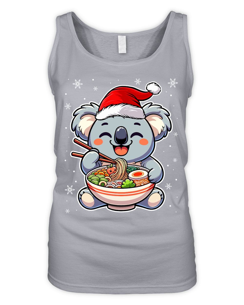 adorable koala eating ramen wearing santa hat 1 Organic Women's Tank Top